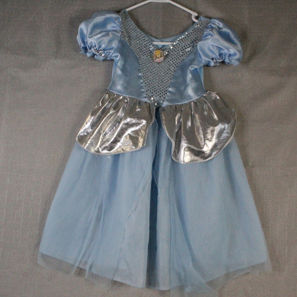 Disney Cinderella Costume Dress One Size Blue Silver Sequin Princess Coquette
